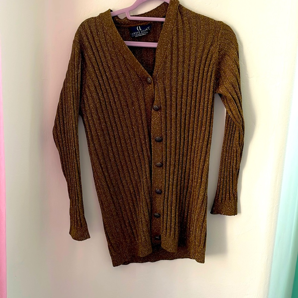 Gold metallic vintage Carole little cardigan